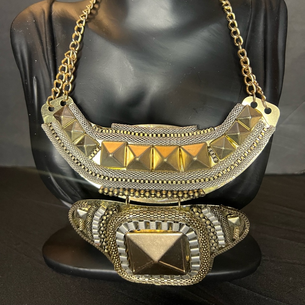 Fashion Jewelry Gold and Silver Geometric Necklace
